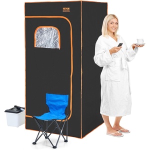 VEVOR Portable Steam Sauna Tent Full Size, 1000W Personal Sauna Kit for Home Spa, Detoxify & Soothing Heated Body Therapy, Time & Temperature Remote Control with Floor Mat(Steam Full Size 1600 W)