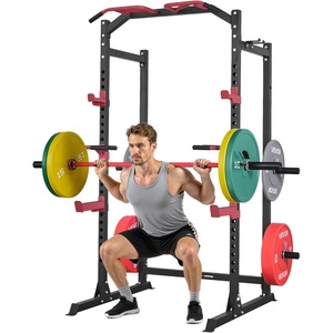 VEVOR Power Cage Power Rack, Multifunctional Barbell Squat Rack with Adjustable Height, Home Gym Strength Training Workout Equipment with J-Hooks & More Fitness Attachment for Bench Press Pull-Up Dips
