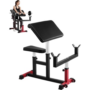 VEVOR Preacher Curl Bench, Strength Training Biceps Machine, Max load 440 LBS Home Gym Equipment, Seated Arm Isolated Barbell Dumbbell Bicep Station, Adjustable Weight Benches for Home Gym