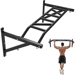 VEVOR Pull Up Bar, Multi-Grip Wall Mounted Pull Ups, 50 in Width Multifunctional Chin Up Training Station, Heavy Duty Steel Upper Body Workout Bars with Hangers, 440 lbs Weight Capacity, for Home Gym(Multi-grip with Hangers)