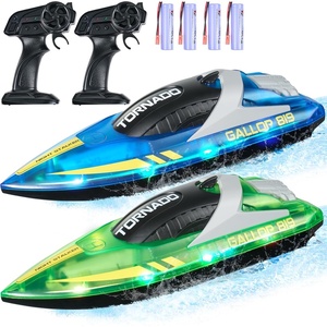 VEVOR RC Boat for Kids, 2Pack Remote Control Boat for Pools & Lakes, Racing Boat with LED Light & 4 Rechargeable Batteries, Whole Body Waterproof, Water Play Toy Gift for Adults Boys & Girls(Blue+green)