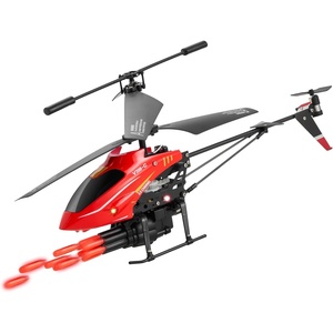 VEVOR RC Helicopter, 2.4GHz Flying Remote Control Helicopter with Shooting Mode, 3.5 Channel RC Airplane for Kid, Altitude Hold, One-Key Takeoff/Landing & LED Lights, Toys for Kids(Red Helicopter)