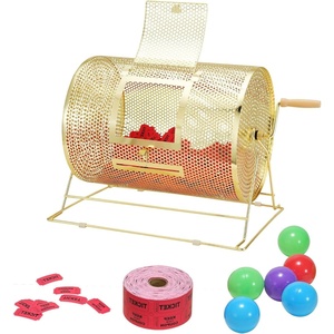 VEVOR Raffle Ticket Spinner – 12 x 8 Inch Raffle Drum Lottery Spinning Drawing, Brass Plated Raffle Tickets Roll Box with Wooden Turning Handle Holds 2500 Tickets or 100 Ping Pong Balls for Events(16 x 12 inch – Medium)