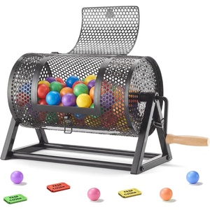 VEVOR Raffle Ticket Spinner, 11.6″ x 6.6″ Holds 2500 Tickets or 100 Ping Pong Balls, Raffle Drum Lottery Spinning Cage with Reinforced Handle, Stable Triangular Stand, for Events and Gatherings, Black