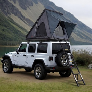 VEVOR Rooftop Tent Hard Shell, 2-3 Person Roof Top Tent for Car SUV Truck Jeep Van Camping with Telescopic Ladder, Thick Mattress & LED Light(Black + Blue)