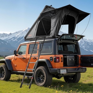 VEVOR Rooftop Tent Hard Shell, 2-3 Person Roof Top Tent for Car SUV Truck Jeep Van Camping with Telescopic Ladder, Thick Mattress & LED Light(Black)