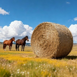 VEVOR Round Bale Hay Net, 5.91 x 5.91 x 5.91 ft, 1.5 inch Holes, PE Material, Knotless Design, with Zip Ties, Needle Shuttle, Repair Twine and Storage Bag, Slow Feeder Round Bale Net for Horses(Knotted & 1.75 in Holes)