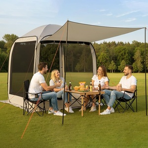 VEVOR Screen House Tent 6x6FT Pop-Up Screen Tent for 4–6 Person, Portable Screen Room Gazebo with Netting, Carry Bag & Ground Stakes, Instant Screen Canopy for Patio Backyard Garden Camping(Beige 1)