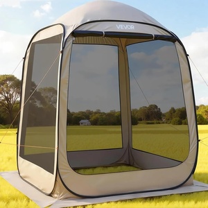 VEVOR Screen House Tent 6x6FT Pop-Up Screen Tent for 4–6 Person, Portable Screen Room Gazebo with Netting, Carry Bag & Ground Stakes, Instant Screen Canopy for Patio Backyard Garden Camping(Beige)