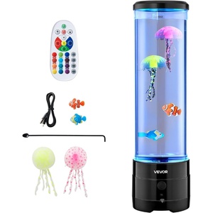 VEVOR Sensory Bubble Tube Lamp, 16 Color Changing Light Effects, Water Fish Lamp with Built-in Bluetooth Speaker & White Noise, Fake Aquarium Tank Night Light for Bedroom Living Room Home Decor(15 in)