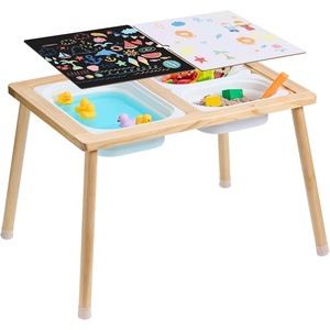 VEVOR Sensory Table for Toddlers, Kids Activity with 3 Foldable Storage Bins & Double-Sided Board, Indoor/Outdoor Play Sand and Water Table, Wooden Kids Sensory for Drawing Studying(Storage Bins&Ordinary)