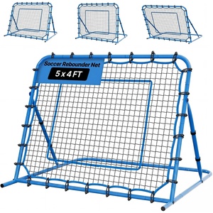 VEVOR Soccer Baseball Rebounder Net, 3 Angles Adjustable Soccer Goal Rebounder for Control, Passing Practice, Heavy-Duty Iron Frame & PE Net, Easy Setup Ball Training Equipment for Teens&Adults(5x4FT)