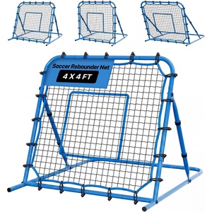 VEVOR Soccer Baseball Rebounder Net, 3 Angles Adjustable Soccer Goal Rebounder for Control, Passing Practice, Heavy-Duty Iron Frame & PE Net, Easy Setup Ball Training Equipment for Teens&Adults(4x4FT)
