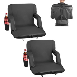 VEVOR Stadium Seat, 6 Adjustable Angle Wide Bleacher Chair, 2.9” Cushion Padded Stadium Seat with Armrest and Back Support, Stadiums Chair with Hook Cupholder for Picnics, Beach Sports, and Gaming(25 inch-2 Pcs)