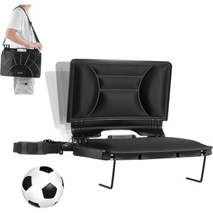 VEVOR Stadium Seat, Folding Bleacher Chair with Back Support and Thick Cushion, Padded Stadium Seat for Bleacher Includes Shoulder Strap, Hooks, Cup Holder, Lycra Material, Side Pocket, PP Material(Dark black)