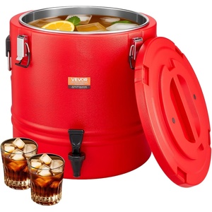 VEVOR Stainless Steel Insulated Beverage Dispenser, 4.5 Gallon 17.2 Liter, Thermal Hot and Cold Drink Server Dispenser with Spigot Handle, Food-grade for Hot Tea Coffee Water Restaurant Drink Shop | for Hot and Cold Drink Restaurant Shop, Food-Grade Tea Coffee Water Thermal Dispenser Cooler, with Handle & Two-Stage Spigot(8 gallon)