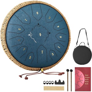 VEVOR Steel Tongue Drum, 12 in 13 Notes Rain Drum for Outside Garden, C Major Musical Drums with Music Book & Mallets, Percussion Instrument for Meditation Yoga Beginner Musical Education, Navy Blue(Navy Blue)