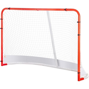 VEVOR Street Hockey Net, Indoor Outdoor Steel Hockey Goal, Official Regulation Pro Hockey Training Goal Set, Portable Hockey Goal with Net, Easy Assemble, 72″ x 48″, White/Red(72″ x 48″)