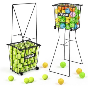 VEVOR Tennis Ball Hopper, Holds 75/80 Tennis Balls, Pickleball Basket Cart with Wheels for Easy Pick Up, Portable Pickleball Caddy with Heavy-Duty Construction for Training Carrying Storage(75 Balls)