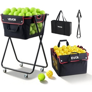 VEVOR Tennis & Pickleball Hopper Holds 200/175/150/120 Balls, 3-in-1 Tennis Foldable Pickleball Basket Cart for Easy Installation, Storage Bag for Tennis Training & Teaching(175 Balls)