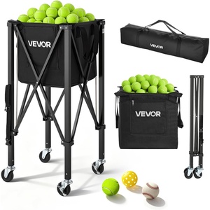 VEVOR Tennis & Pickleball Hopper Holds 200/175/150/120 Balls, 3-in-1 Tennis Foldable Pickleball Basket Cart for Easy Installation, Storage Bag for Tennis Training & Teaching(150 Balls)