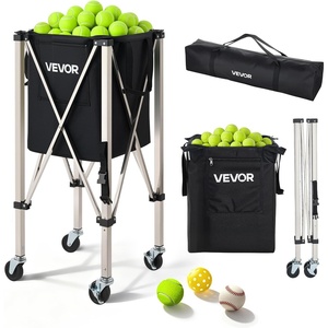 VEVOR Tennis & Pickleball Hopper Holds 200/175/150/120 Balls, 3-in-1 Tennis Foldable Pickleball Basket Cart for Easy Installation, Storage Bag for Tennis Training & Teaching(200 Balls)