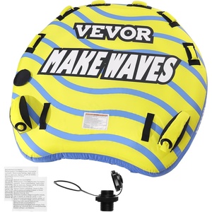 VEVOR Towable Tubes for Boating, 1-4 Riders Inflatable Boat Tubes & Towables, 340-680 lbs Capacity, Multiple Sizes with Full Nylon Cover, Padded/EVA Handles, Fins & Safety Valve (Multi-Option)(1-3 Riders)