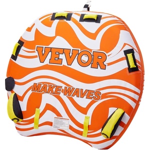 VEVOR Towable Tubes for Boating, 1-4 Riders Inflatable Boat Tubes & Towables, 340-680 lbs Capacity, Multiple Sizes with Full Nylon Cover, Padded/EVA Handles, Fins & Safety Valve (Multi-Option)(1-2 Riders)