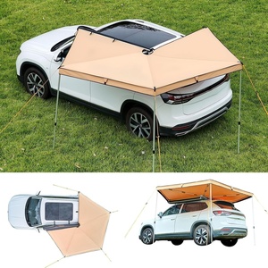 VEVOR Vehicle Awning 6.6’x8.2′ Roof Rack Pull-Out Sun Shade UV50+ PU3000mm, Retractable Weatherproof 4×4 Side Awning for SUV Outdoor Camping & Overland (Hardware Included), w/Waterproof Storage Bag(Khaki 270° 10.5*5.3ft Car Awning)