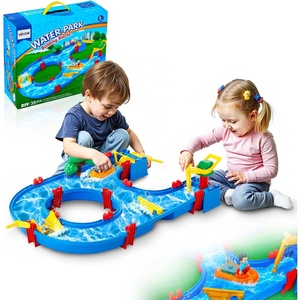 VEVOR Water Table for Toddlers, Kids Activity Play Waterway, Outdoor Summer Water Park Playset with 39PCS Accessories for Backyard Lawn Beach, Activity Sensory Play Table for 3+ Years Boys Girls(Waterway Playset)