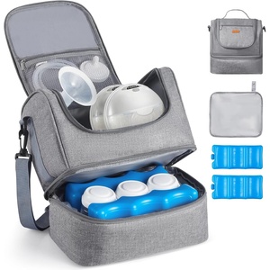 VEVOR Wearable Breast Pump Bag, Breast Feeding Bag with Waterproof Mat, Compatible with Momcozy, Medela & Elvie Pumps, Portable Pump Carrying Case for Work, Travel and Family Use, Black(M25 Grey)