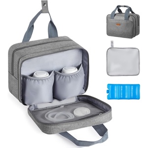 VEVOR Wearable Breast Pump Bag, Breast Feeding Bag with Waterproof Mat, Compatible with Momcozy, Medela & Elvie Pumps, Portable Pump Carrying Case for Work, Travel and Family Use, Black(M20 Grey)