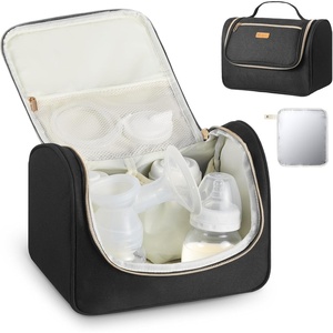 VEVOR Wearable Breast Pump Bag, Breast Feeding Bag with Waterproof Mat, Compatible with Momcozy, Medela & Elvie Pumps, Portable Pump Carrying Case for Work, Travel and Family Use, Black(S Black)