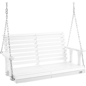 VEVOR Wooden Porch Swing 5.5FT with 2 Side Cup Holders, Heavy Duty 880lbs Patio Swing, Outdoor Swing Hanging Chair, Bench Swing with Adjustable Chains for Front Porch, Yard, Balcony, Garden, White(White)