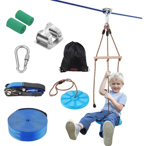 VEVOR Zipline Kit, 80 ft Zip Line Kits Up to 500 lb, Backyard Outdoor Quick Setup Zipline, Playground Entertainment with Stainless Steel Zipline, Spring Brake (Note: for Teens Only. Not for Adults)(Blue-52 ft)