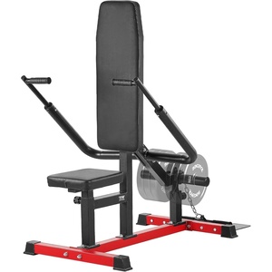 VEVORSeated Dip Machine, Tricep Bicep Press Down Machine with Cable Bar, Adjustable Seat, and Backrest, Exercise Equipment for Chest Training, Upper Body Push Fitness Workout, Hold up to 450LBS(Black + Red)
