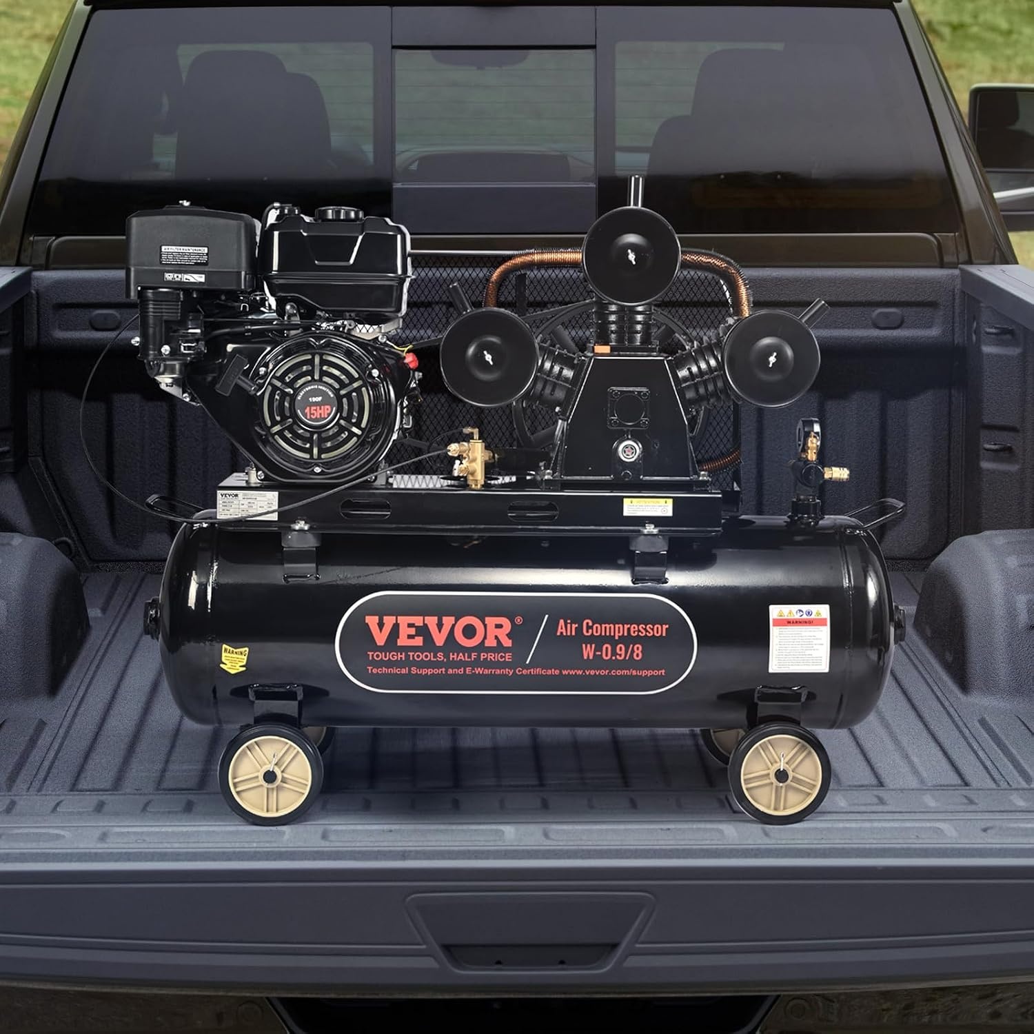 image:imageVEVOR 15HP Gas Powered Air Compressor 30 Gallon Horizontal Air Compressor Tank 33CFM115PSI Gas Driven Piston Pump Air Compressed System with 115PSI Max Pressure for Construction Sites Workshop30 Gallon