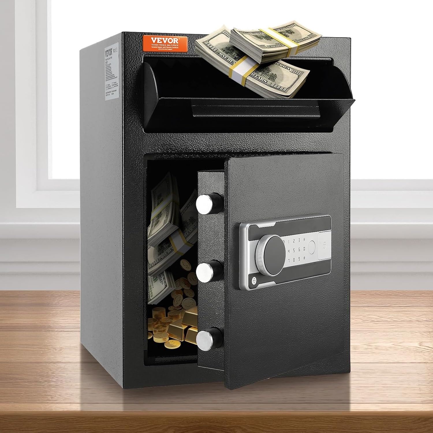 image:imageVEVOR 17 Cub Depository Safe Deposit Safe with Drop Slot Electronic Code Lock and 2 Emergency Keys 1377x1181x1771 Business Drop Slot Safe for Cash Mail in Home Hotel Office14 x 14 x 20
