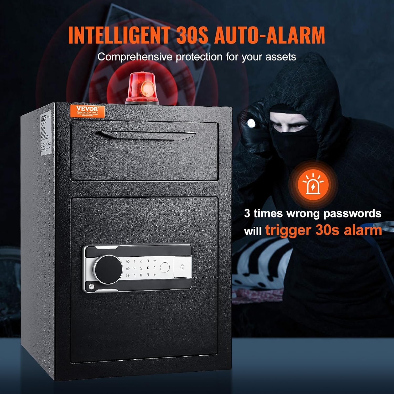 image:imageVEVOR 17 Cub Depository Safe Deposit Safe with Drop Slot Electronic Code Lock and 2 Emergency Keys 1377x1181x1771 Business Drop Slot Safe for Cash Mail in Home Hotel Office14 x 14 x 20