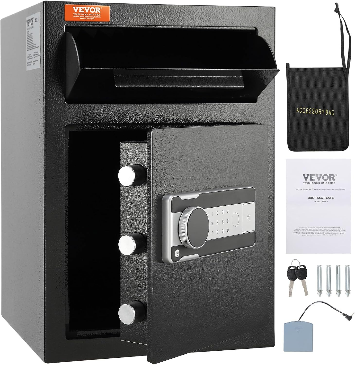 image:imageVEVOR 17 Cub Depository Safe Deposit Safe with Drop Slot Electronic Code Lock and 2 Emergency Keys 1377x1181x1771 Business Drop Slot Safe for Cash Mail in Home Hotel Office14 x 14 x 20