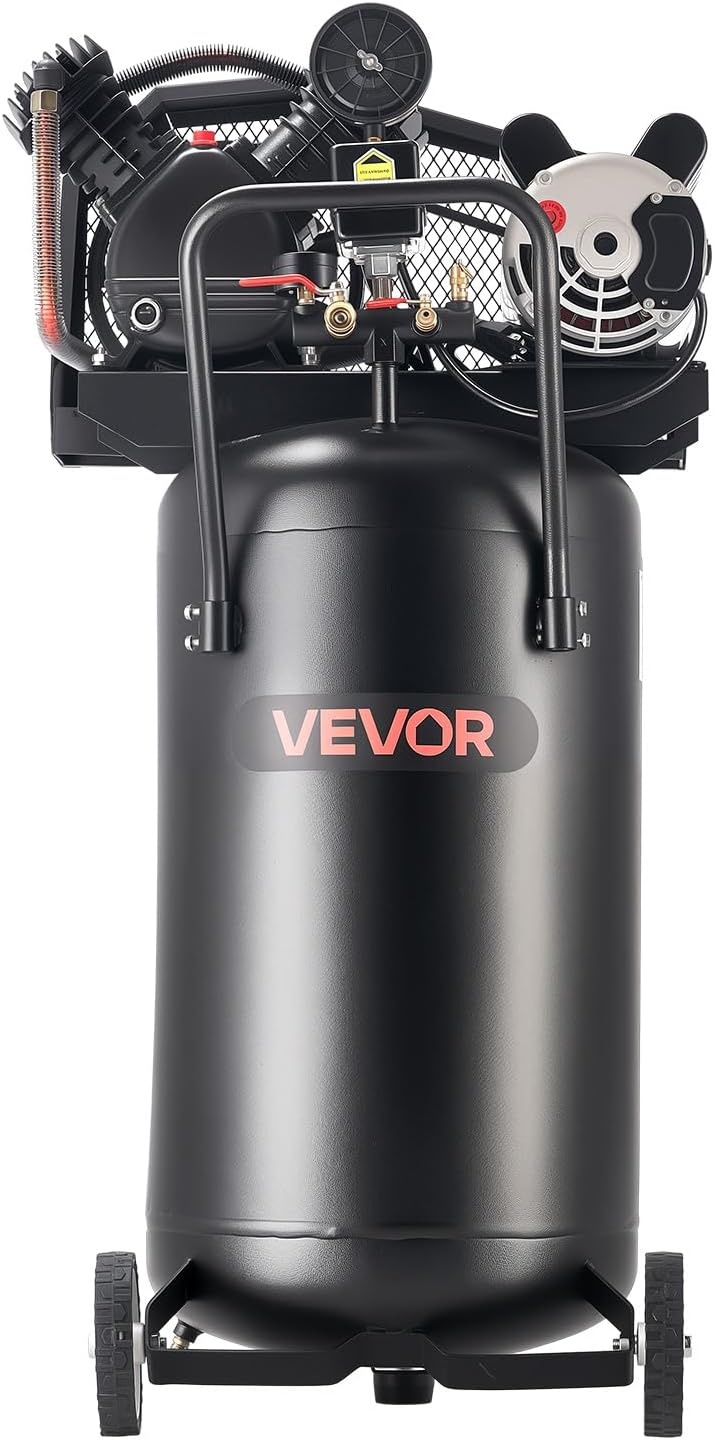 image:imageVEVOR 25Gallon Air Compressor 2HP 55 SCFM at 90PSI Max 200PSI Pressure OilLubricated Air Compressor Tank Portable on Wheels for Auto Repair Tire Inflation Spray Painting Woodwork Nailing 120V
