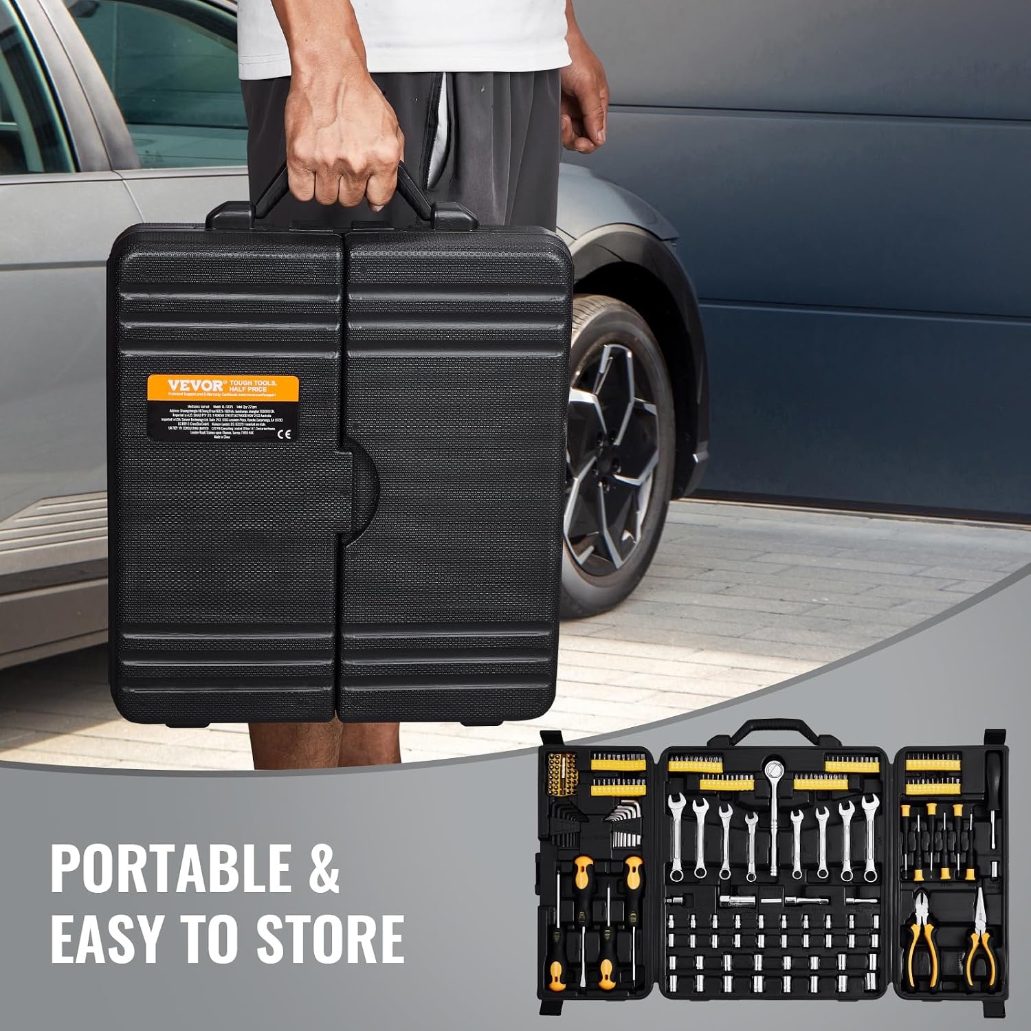 image:imageVEVOR 297 PCS Mechanic Tool Set with 4Drawer Tool Box 14 38 12 Drive SAE amp Metric Socket Set Car and Motorcycle Tool Kit with Combination Wrenches Bits Ratchets Spark Plug Sockets1438