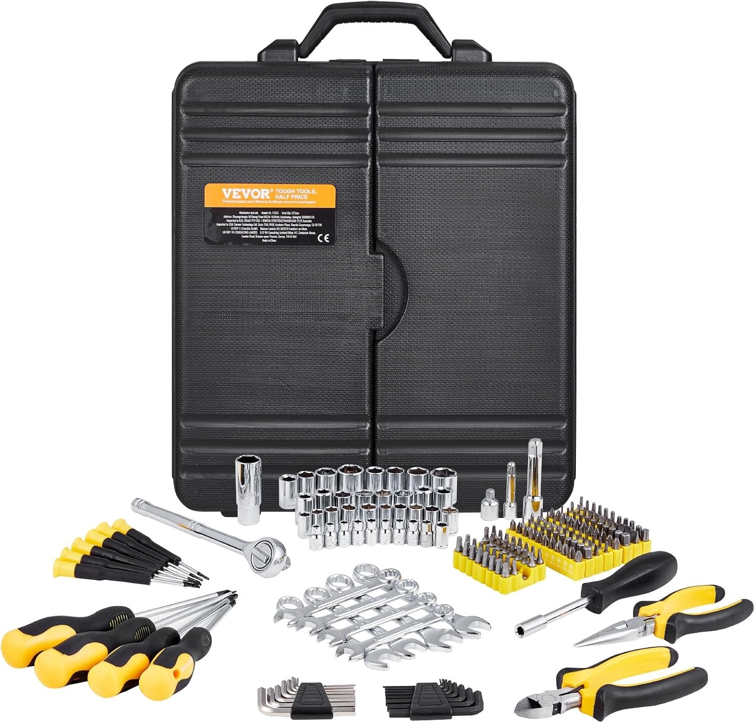 image:imageVEVOR 297 PCS Mechanic Tool Set with 4Drawer Tool Box 14 38 12 Drive SAE amp Metric Socket Set Car and Motorcycle Tool Kit with Combination Wrenches Bits Ratchets Spark Plug Sockets1438