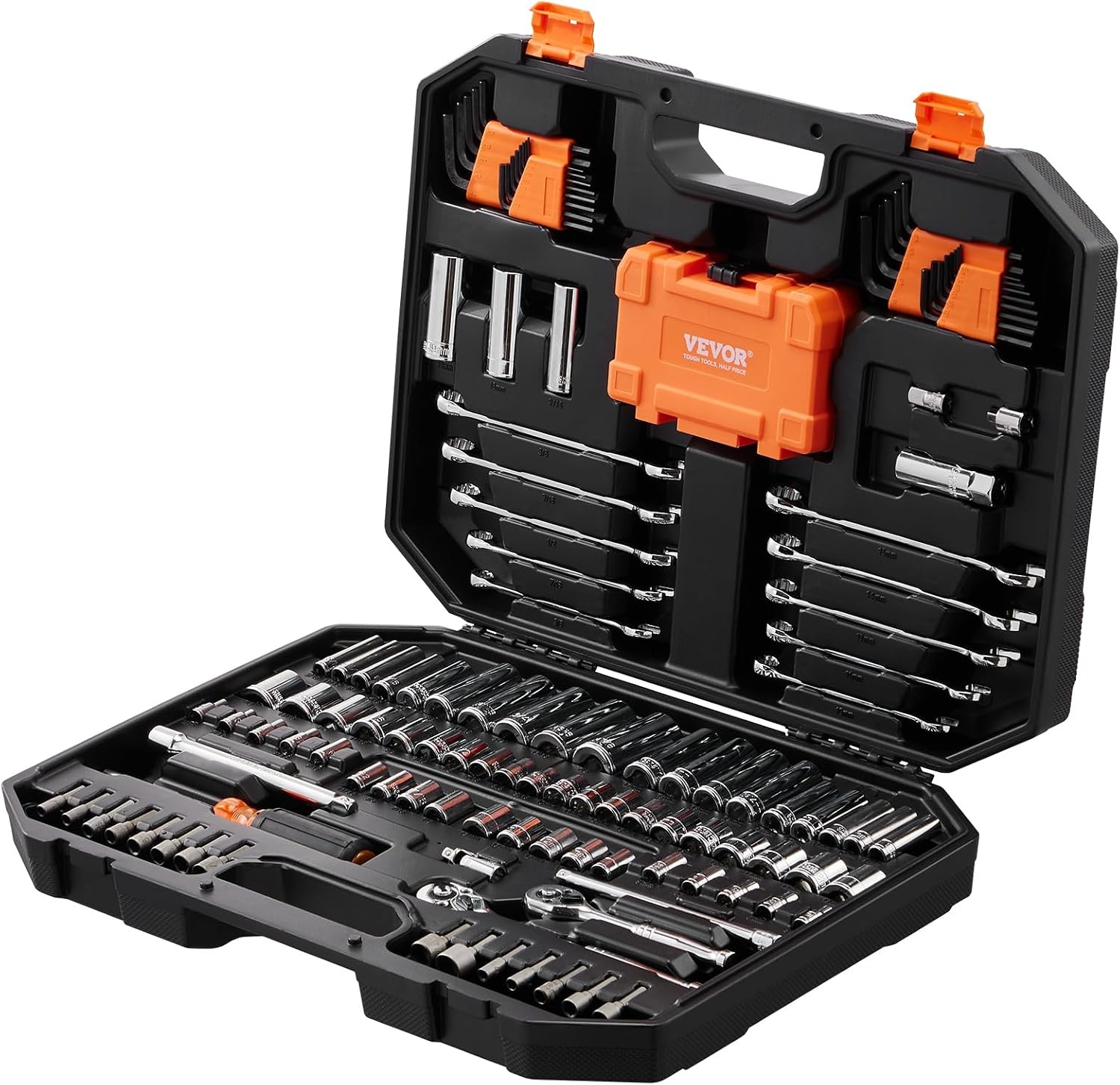 image:imageVEVOR 297 PCS Mechanic Tool Set with 4Drawer Tool Box 14 38 12 Drive SAE amp Metric Socket Set Car and Motorcycle Tool Kit with Combination Wrenches Bits Ratchets Spark Plug Sockets1438