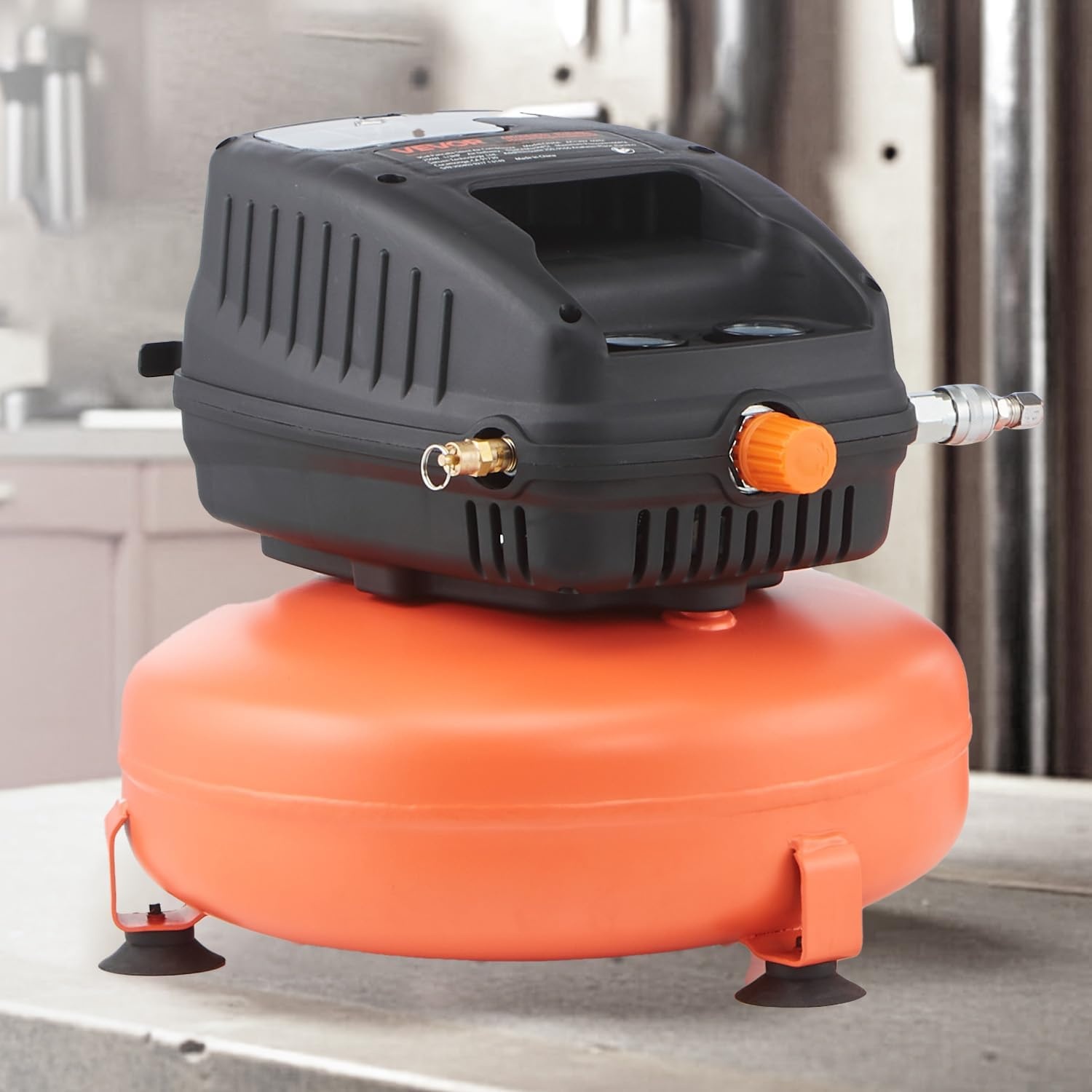 image:imageVEVOR 3 Gallon Air Compressor 13HP 054CFM 90PSI Portable Pancake Air Compressor amp 100PSI Max Working Pressure OilFree Compressor Tank for Tire Inflation Spray Painting Woodwork Nailing 120V