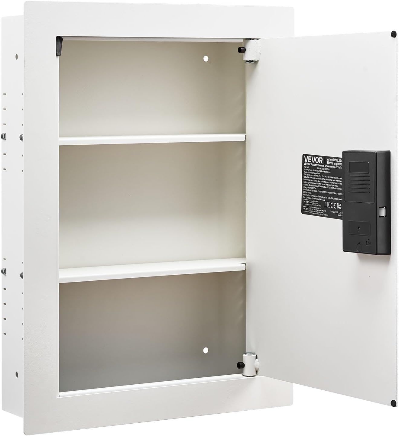 image:imageVEVOR 433 High Wall Safe 4Tier Hidden Wall Mounted Gun Safe with Password amp Key Q235 ColdRolled Steel InWall Box with LED Lighting 3 Adjustable Shelves amp Key Holders BlackWhite