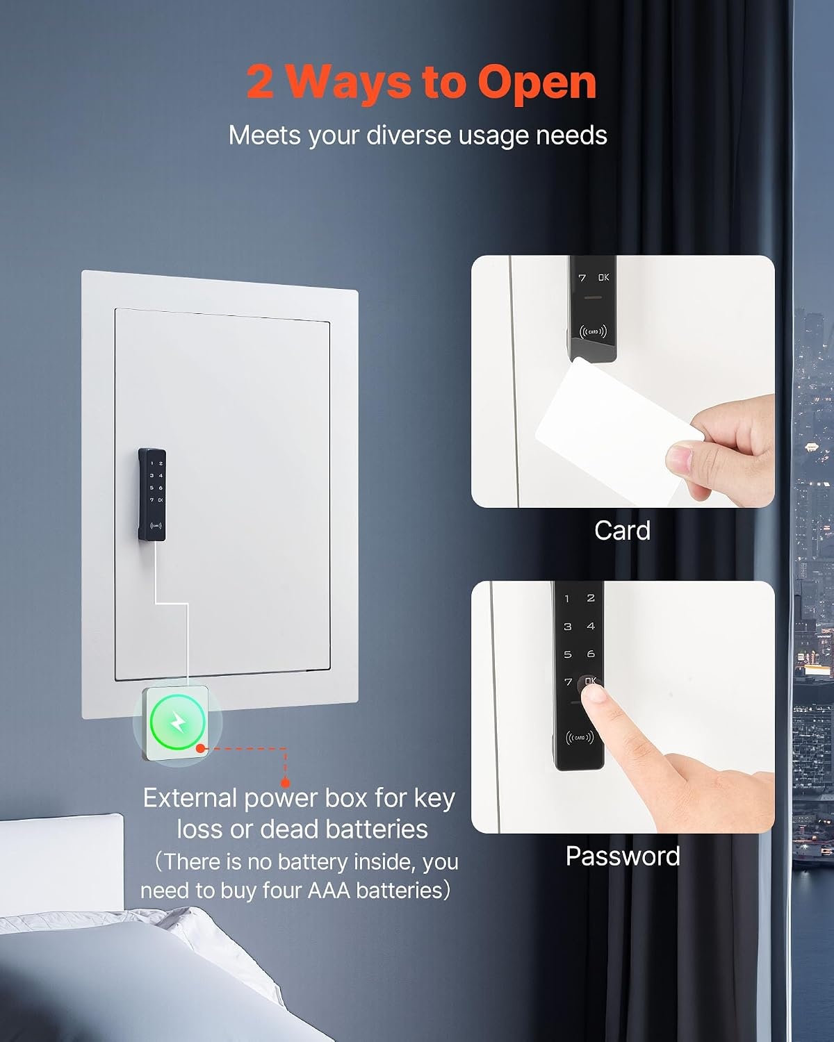 image:imageVEVOR 433 High Wall Safe 4Tier Hidden Wall Mounted Gun Safe with Password amp Key Q235 ColdRolled Steel InWall Box with LED Lighting 3 Adjustable Shelves amp Key Holders BlackWhite