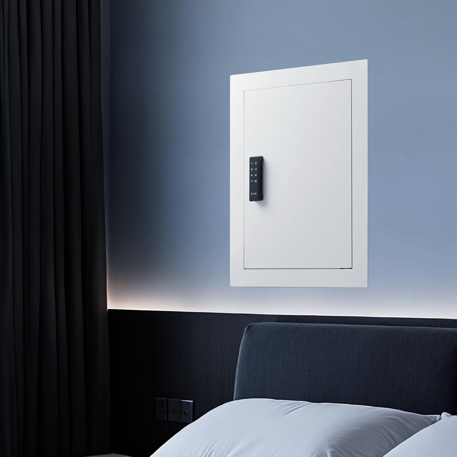 image:imageVEVOR 433 High Wall Safe 4Tier Hidden Wall Mounted Gun Safe with Password amp Key Q235 ColdRolled Steel InWall Box with LED Lighting 3 Adjustable Shelves amp Key Holders BlackWhite