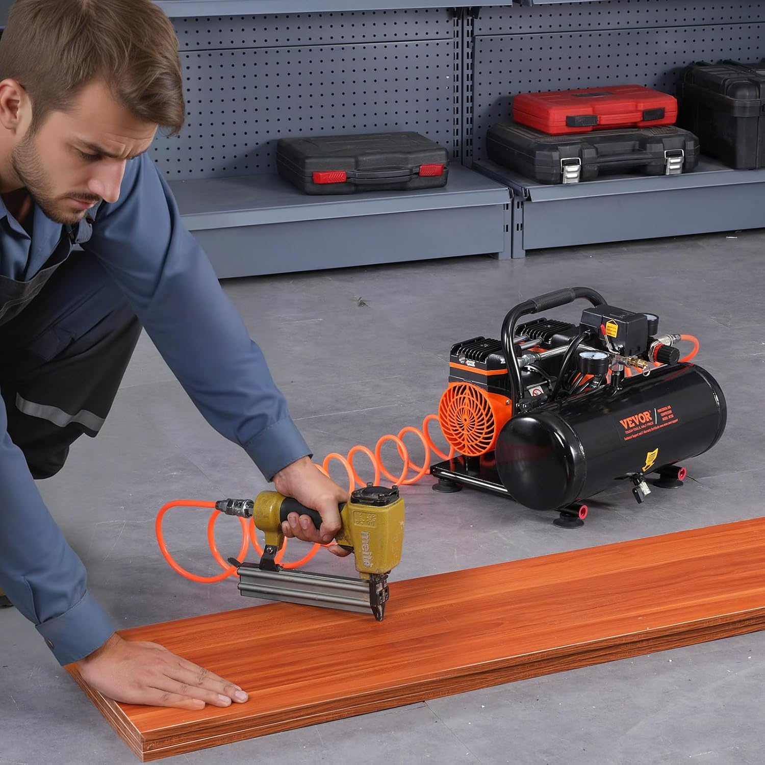 image:imageVEVOR 48 Gallon Air Compressor 12HP 22 CFM90PSI Oil Free Air Compressor Tank amp Max 116PSI Pressure 70 dB Ultra Quiet Compressor for Auto Repair Tire Inflation Spray Painting Woodwork Nailing2 Gallon