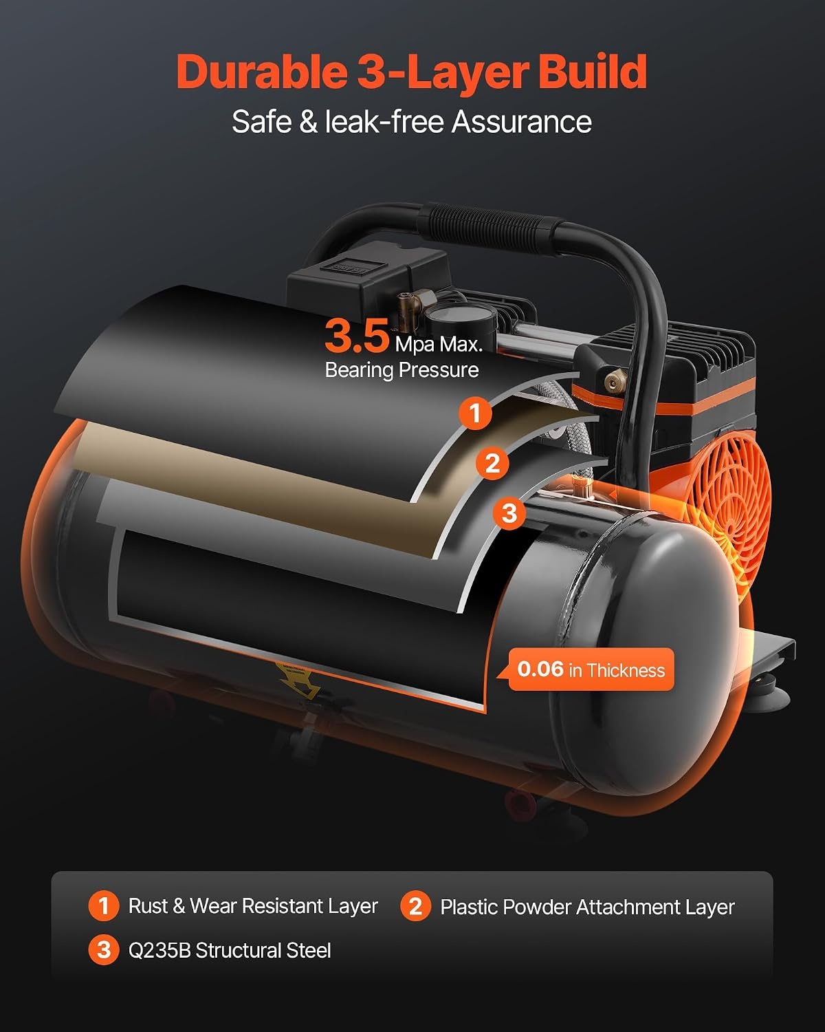 image:imageVEVOR 48 Gallon Air Compressor 12HP 22 CFM90PSI Oil Free Air Compressor Tank amp Max 116PSI Pressure 70 dB Ultra Quiet Compressor for Auto Repair Tire Inflation Spray Painting Woodwork Nailing2 Gallon